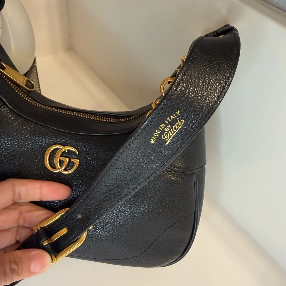 🎀GUCCI Black Small Double G Aphrodite Shoulder Bag - Picture 6 of 16
